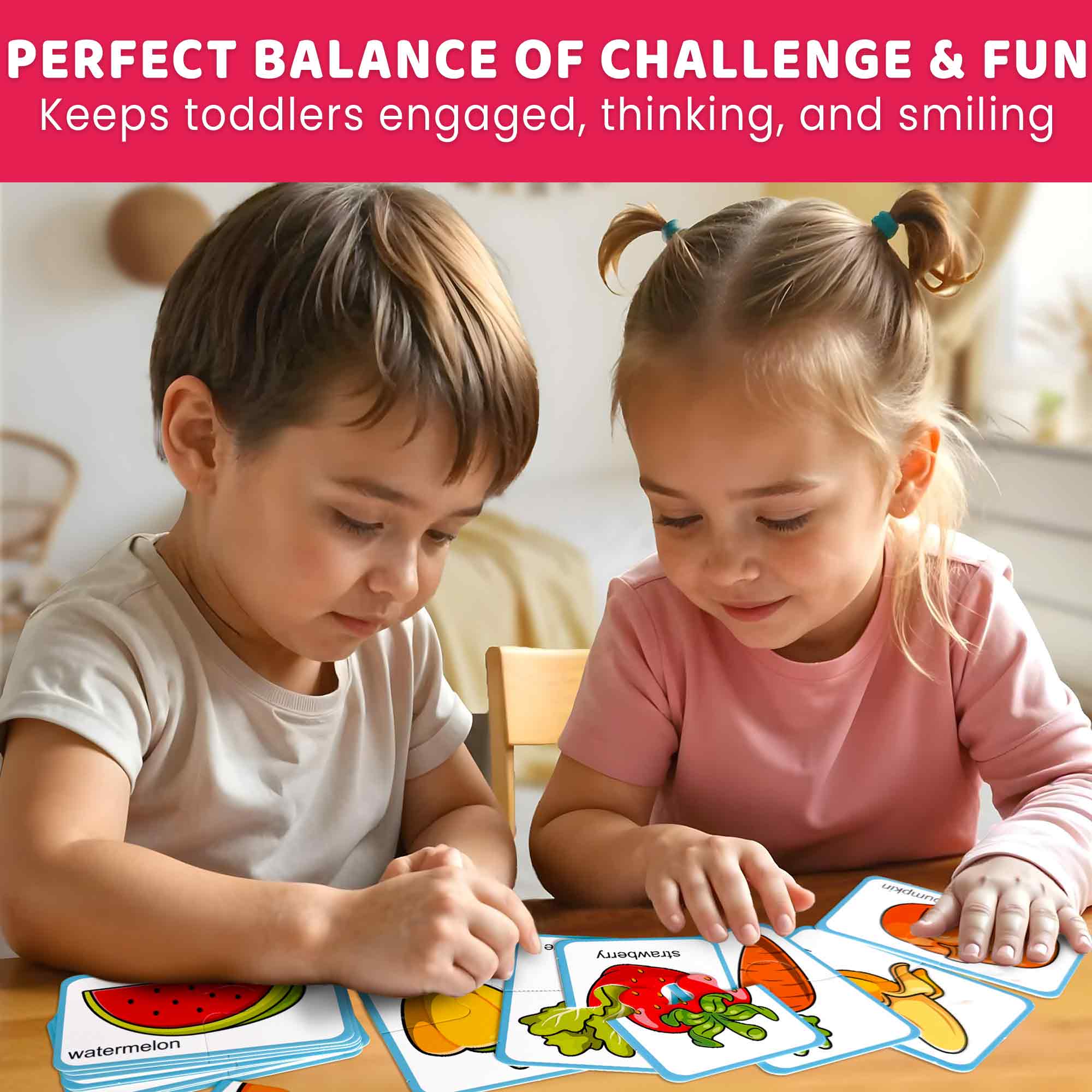Matching Puzzle for Toddlers - 16 Pairs Fruits Veggies - Image 4