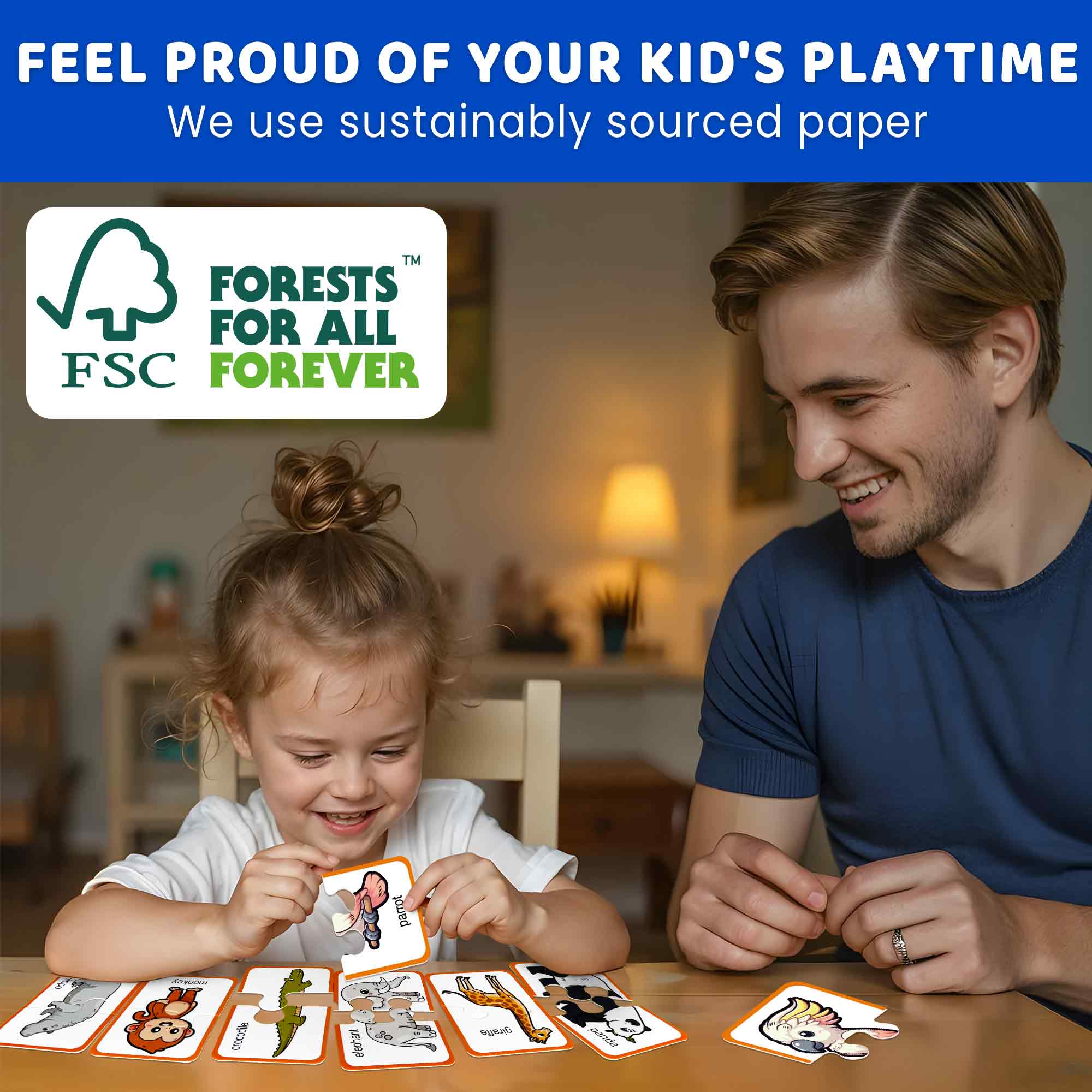 Matching Puzzle for Toddlers - 16 Pairs Wild Animals - Image 5