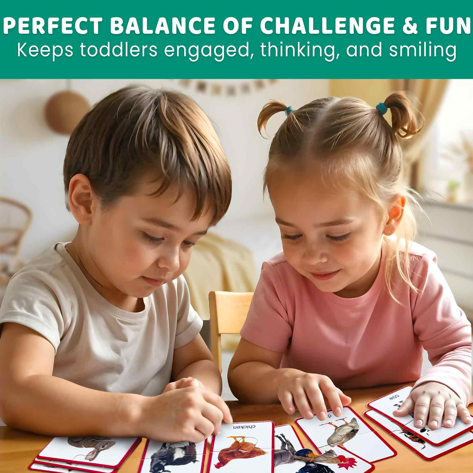 Matching Puzzle for Toddlers - 16 Realistic Pairs Farm Animals - Image 4