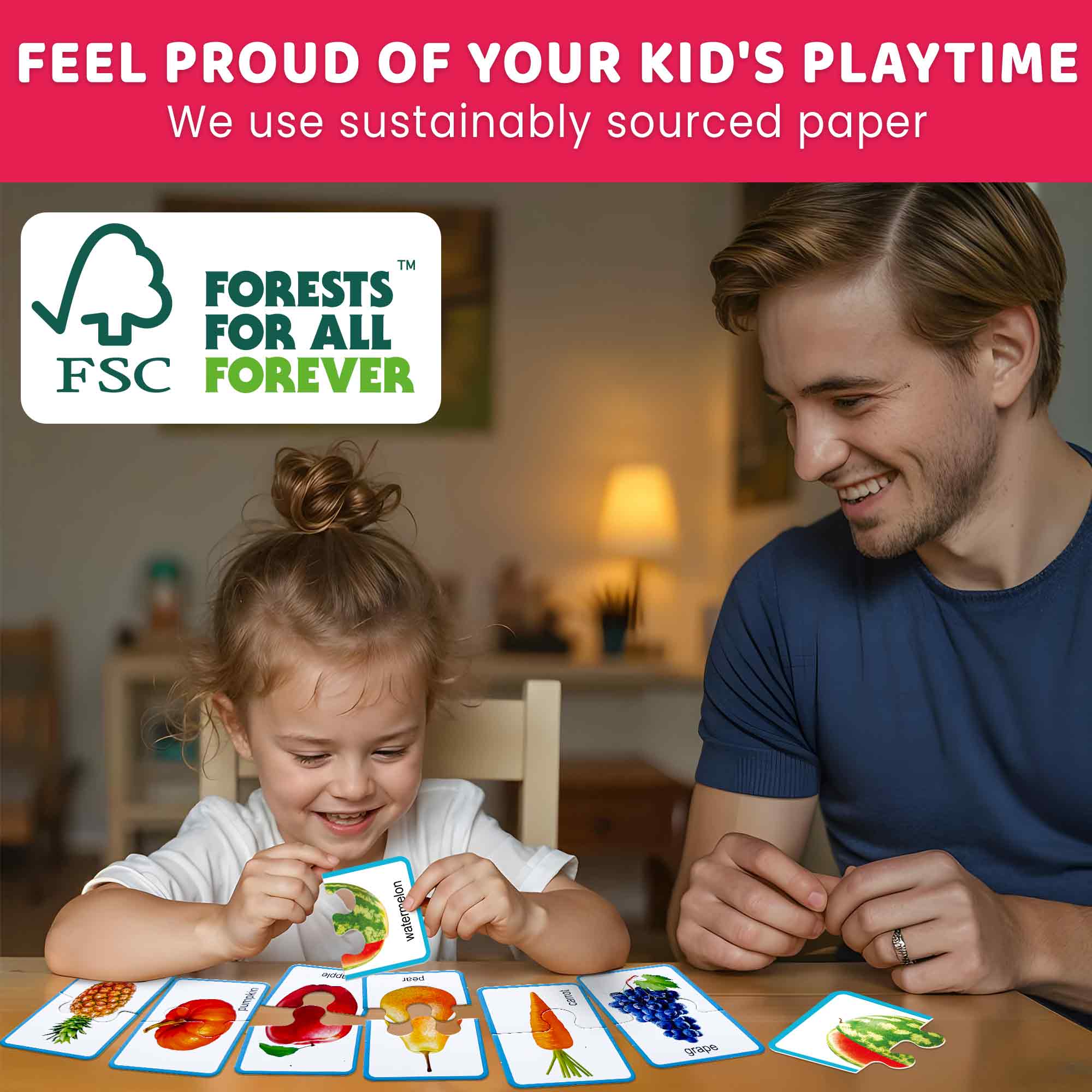 Matching Puzzle for Toddlers - 16 Realistic Pairs Fruits Veggies - Image 5