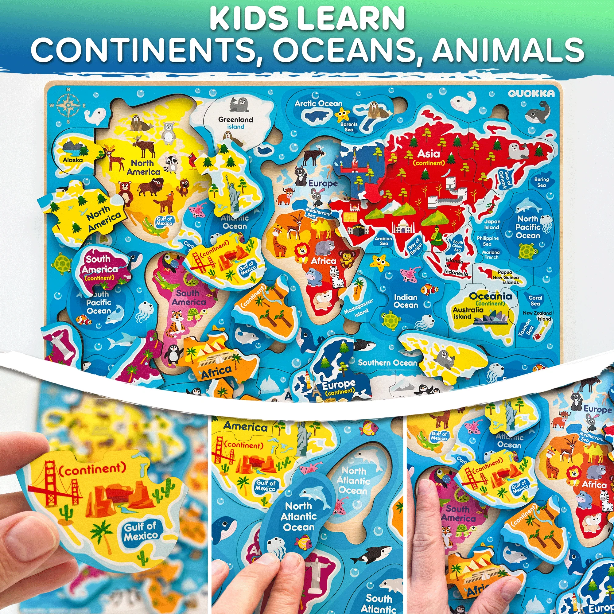 Wooden Puzzles for Kids  Maps, Space | Learning Toys - Image 3
