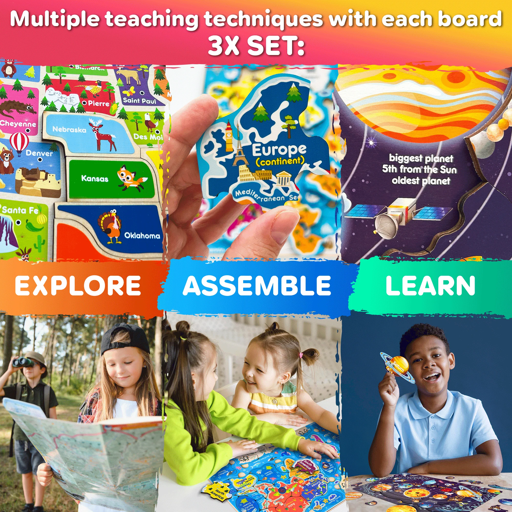 Wooden Puzzles for Kids  Maps, Space | Learning Toys - Image 6