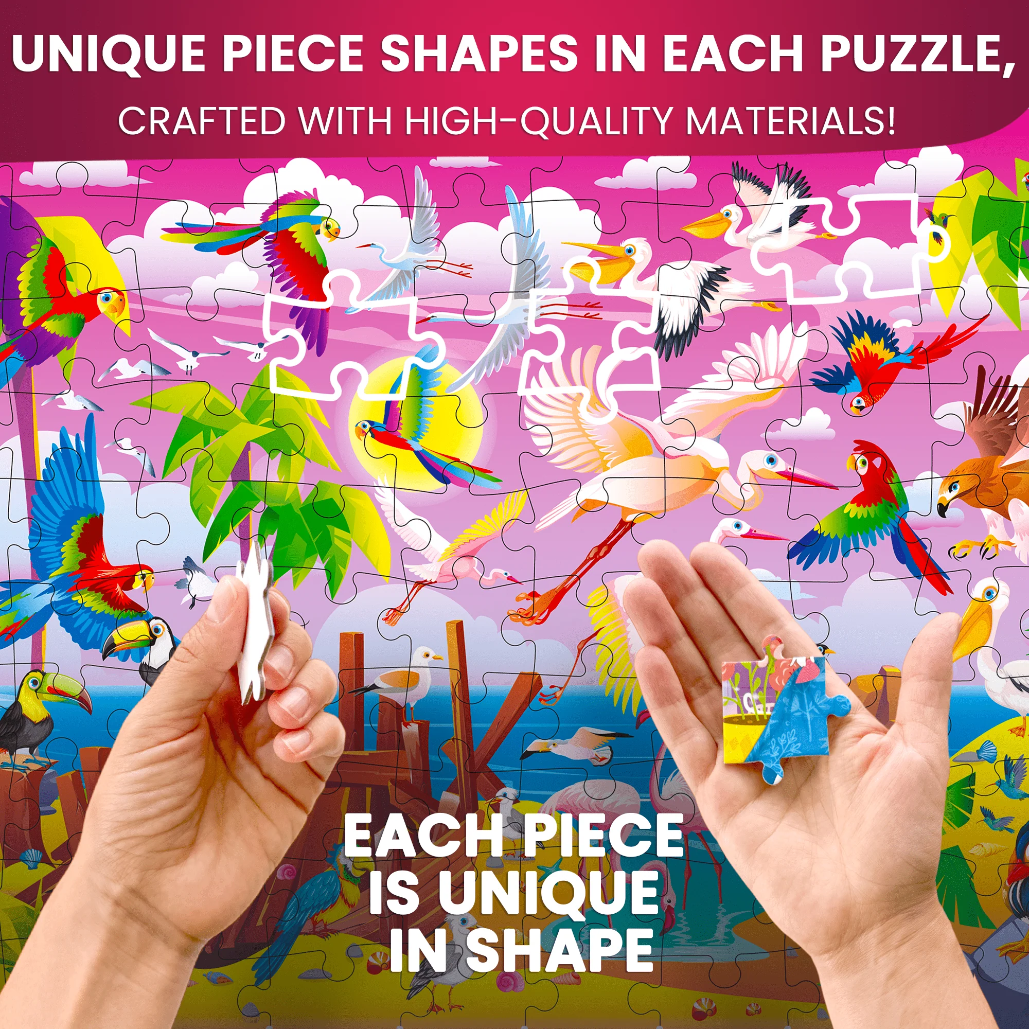 100 Pcs Puzzles for Kids | Wild Animals, Floral - Image 3