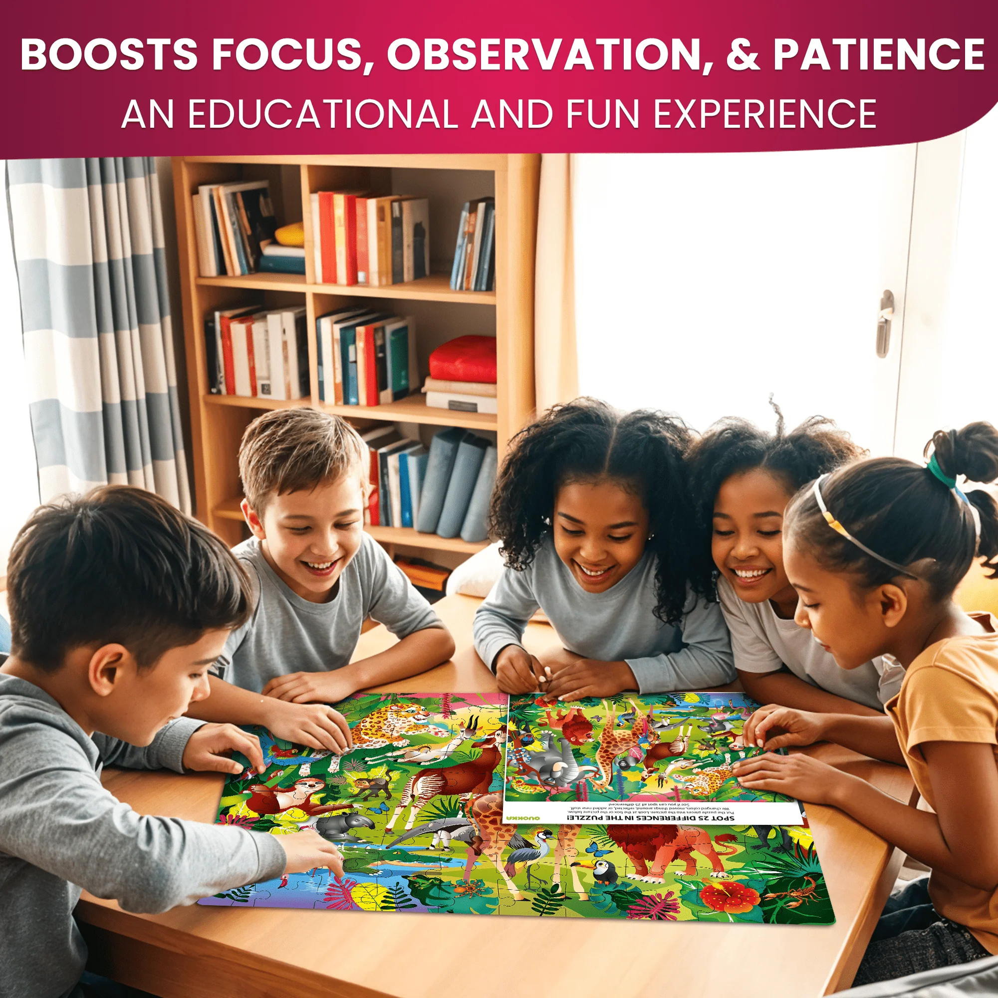 100 Pcs Puzzles for Kids | Wild Animals, Floral - Image 5