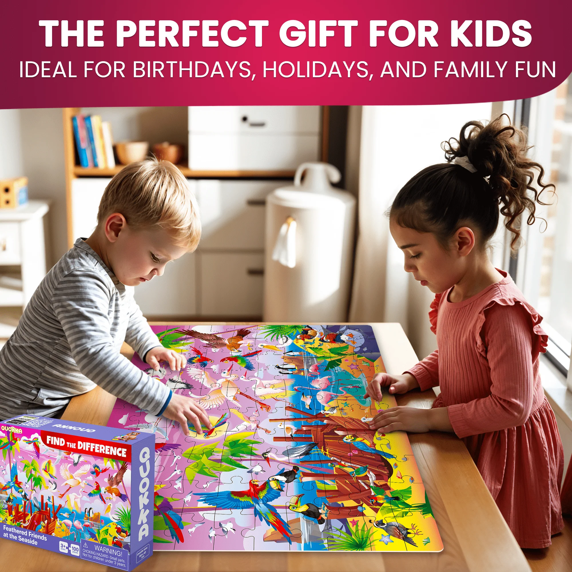 100 Pcs Puzzles for Kids | Wild Animals, Floral - Image 6