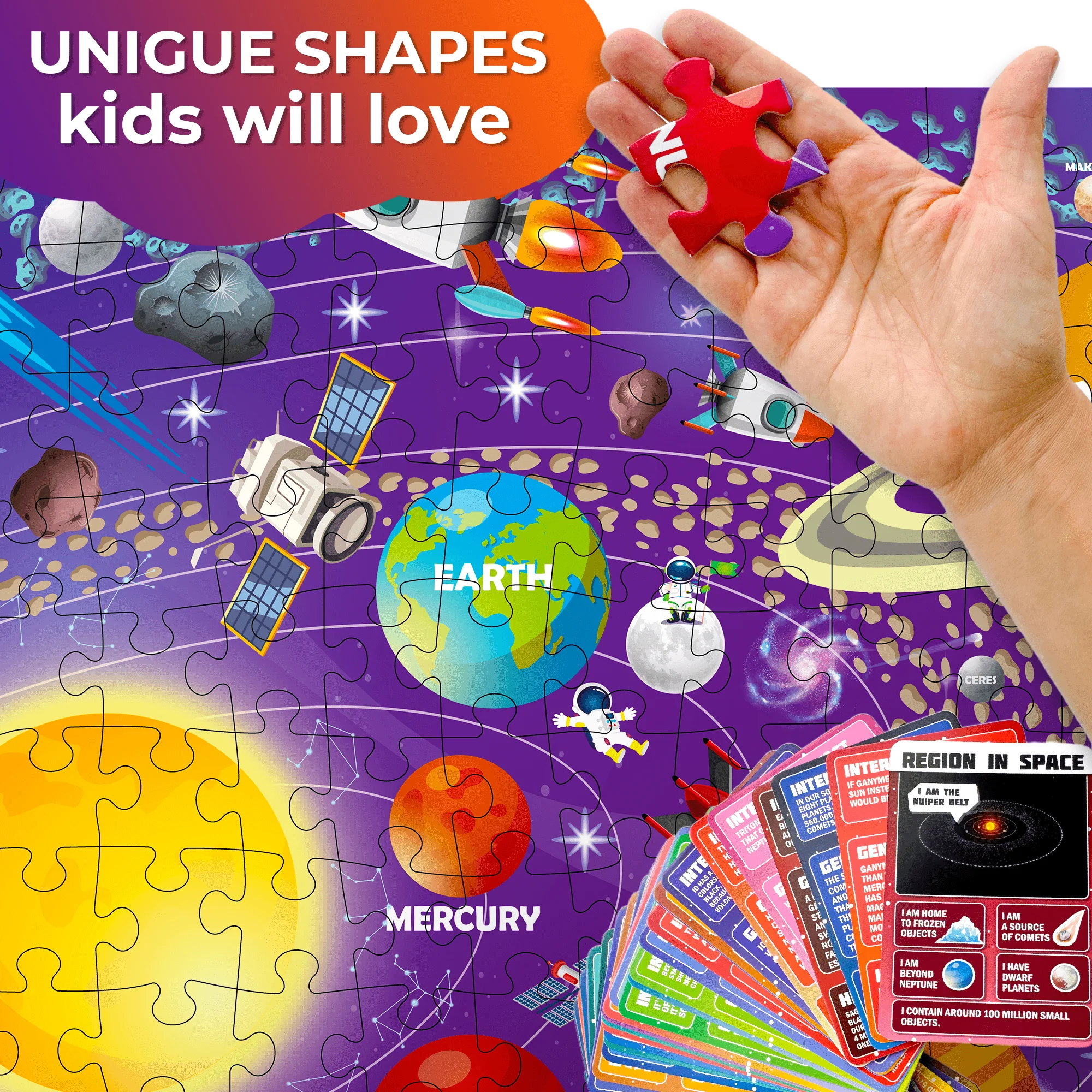 150 Pcs Jigsaw Puzzles 50 Cards For Kids | Space - Image 3