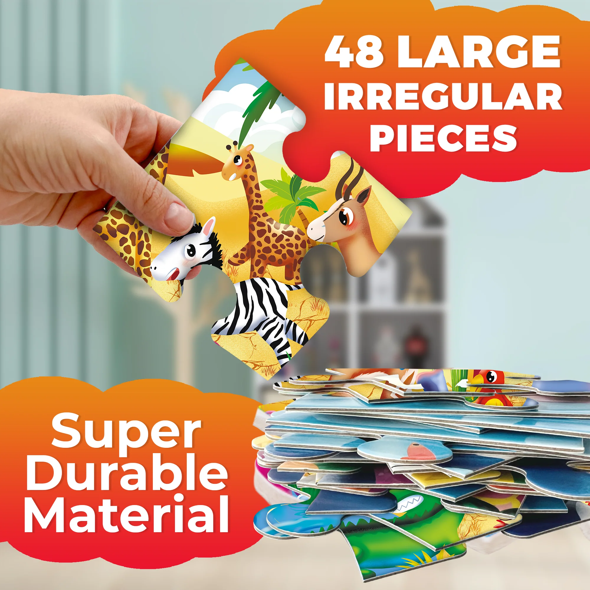 2x3 FT Giant Floor Puzzles for Kids Ages 4-6 | Africa - Image 3