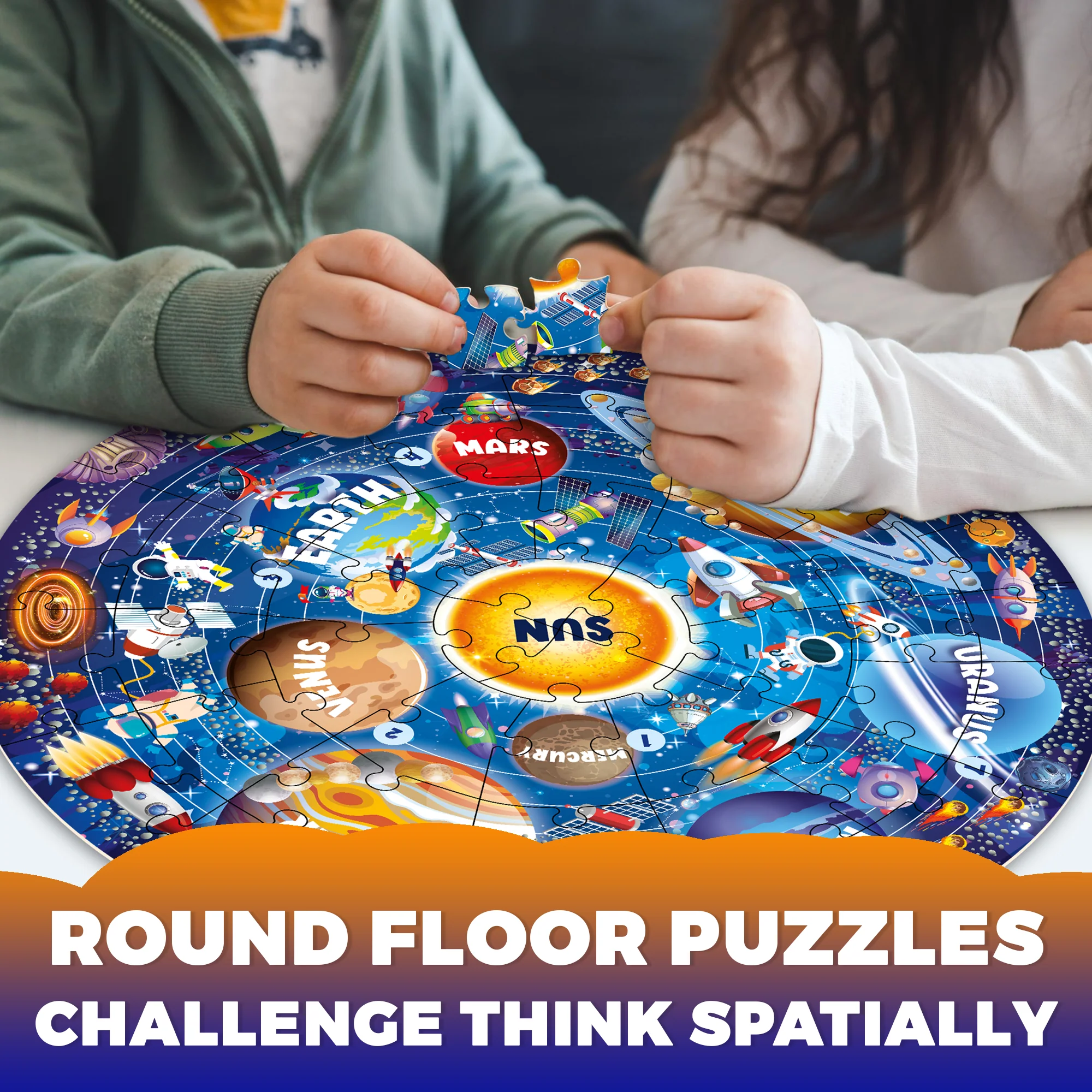 48 Pcs Round Giant Puzzles for Kids Ages 4-6 | Space - Image 5