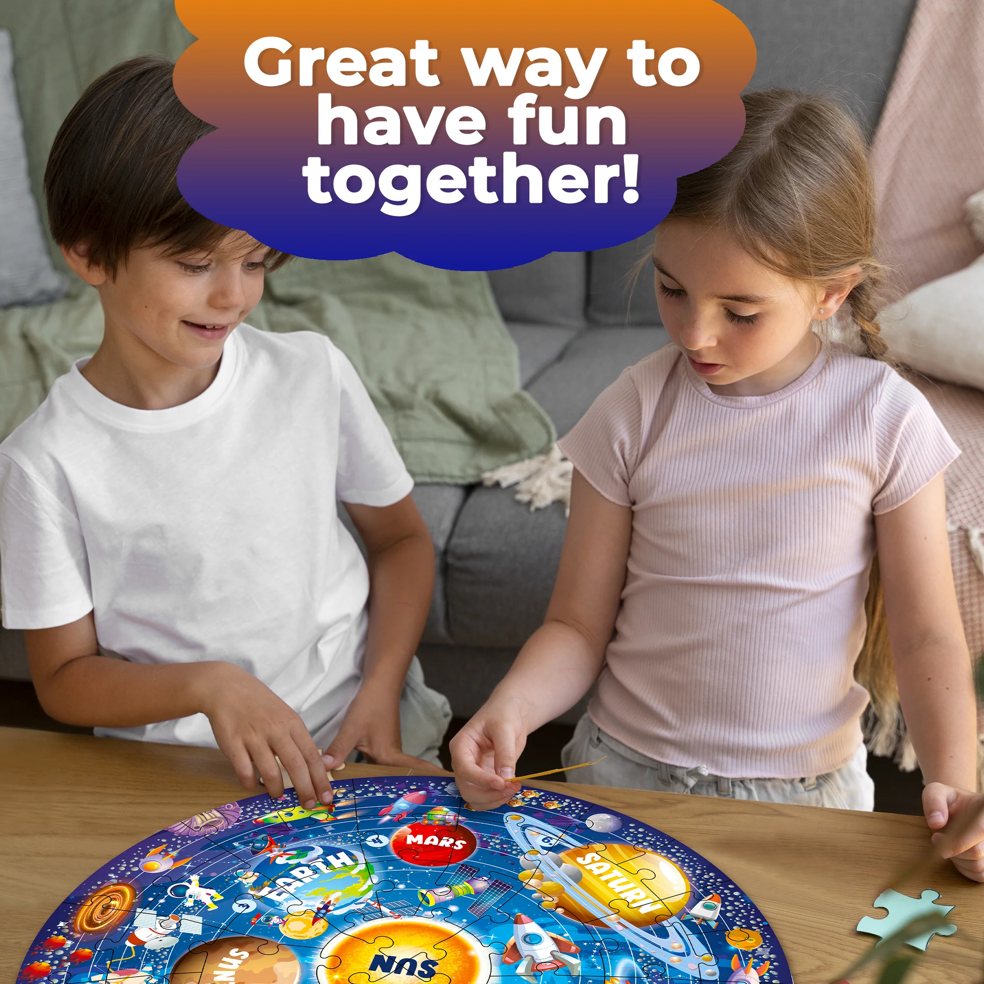48 Pcs Round Giant Puzzles for Kids Ages 4-6 | Space - Image 6
