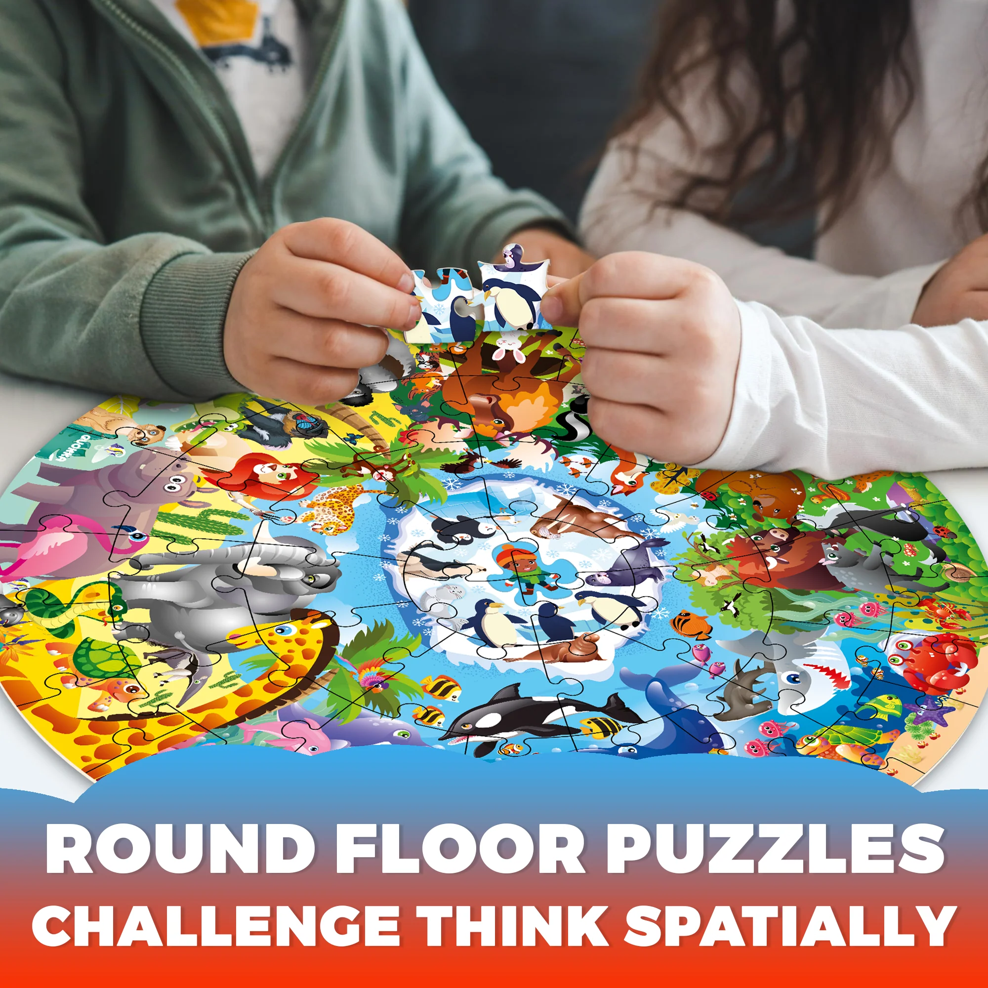 48 Pcs Round Giant Puzzles for Kids Ages 4-6 | Animals - Image 5