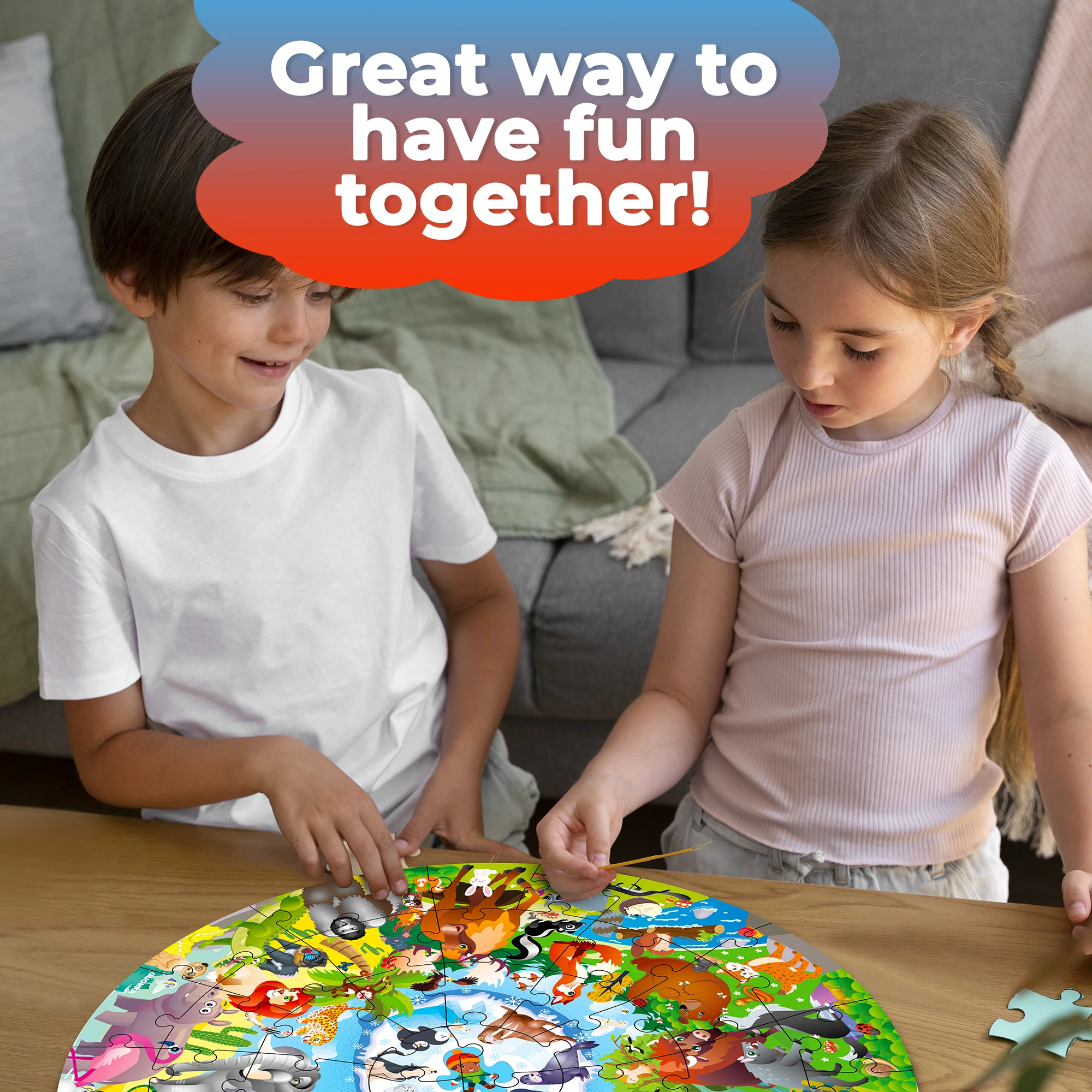 48 Pcs Round Giant Puzzles for Kids Ages 4-6 | Animals - Image 6