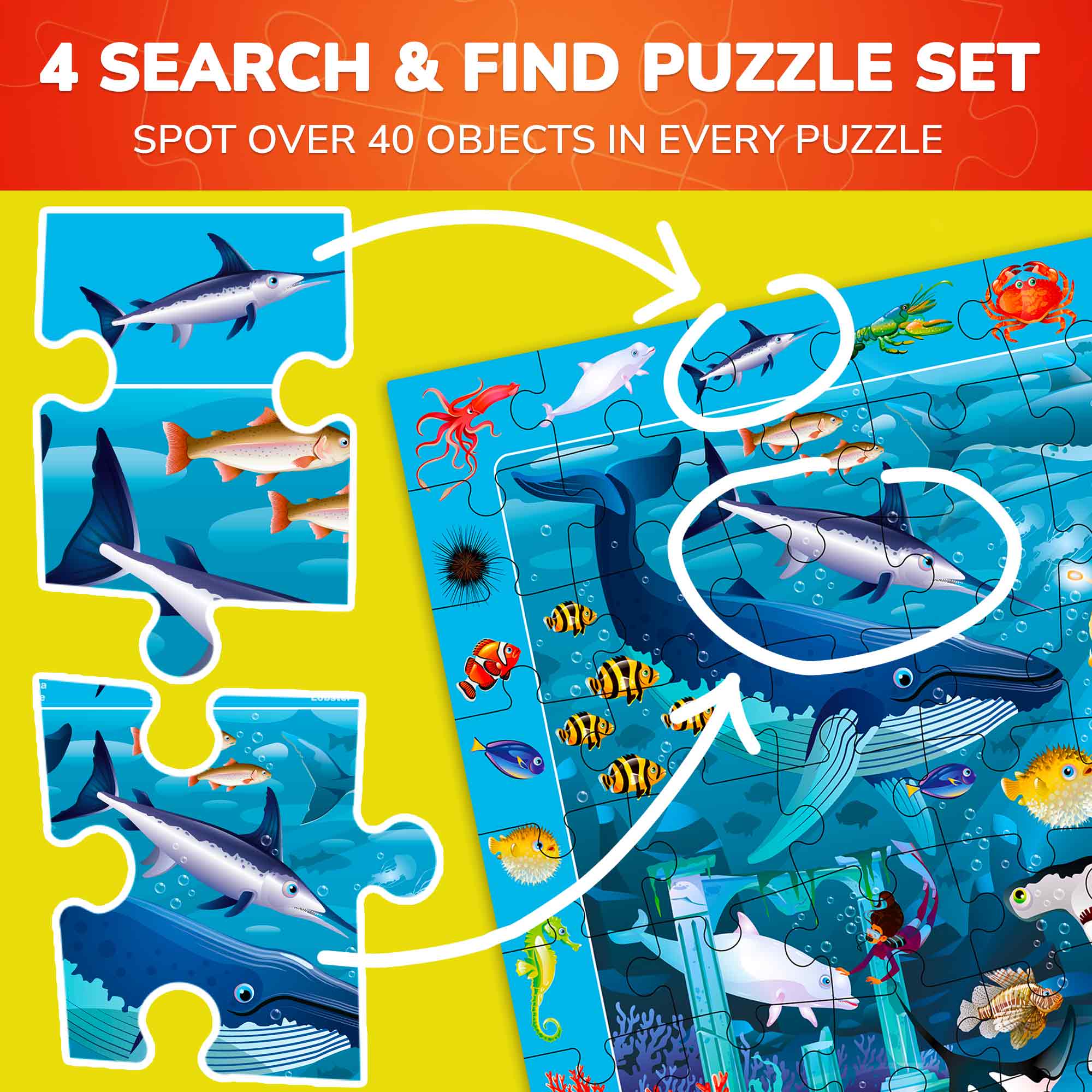 100 Pcs Search & Find Puzzles for Kids | Forest & Ocean - Image 3