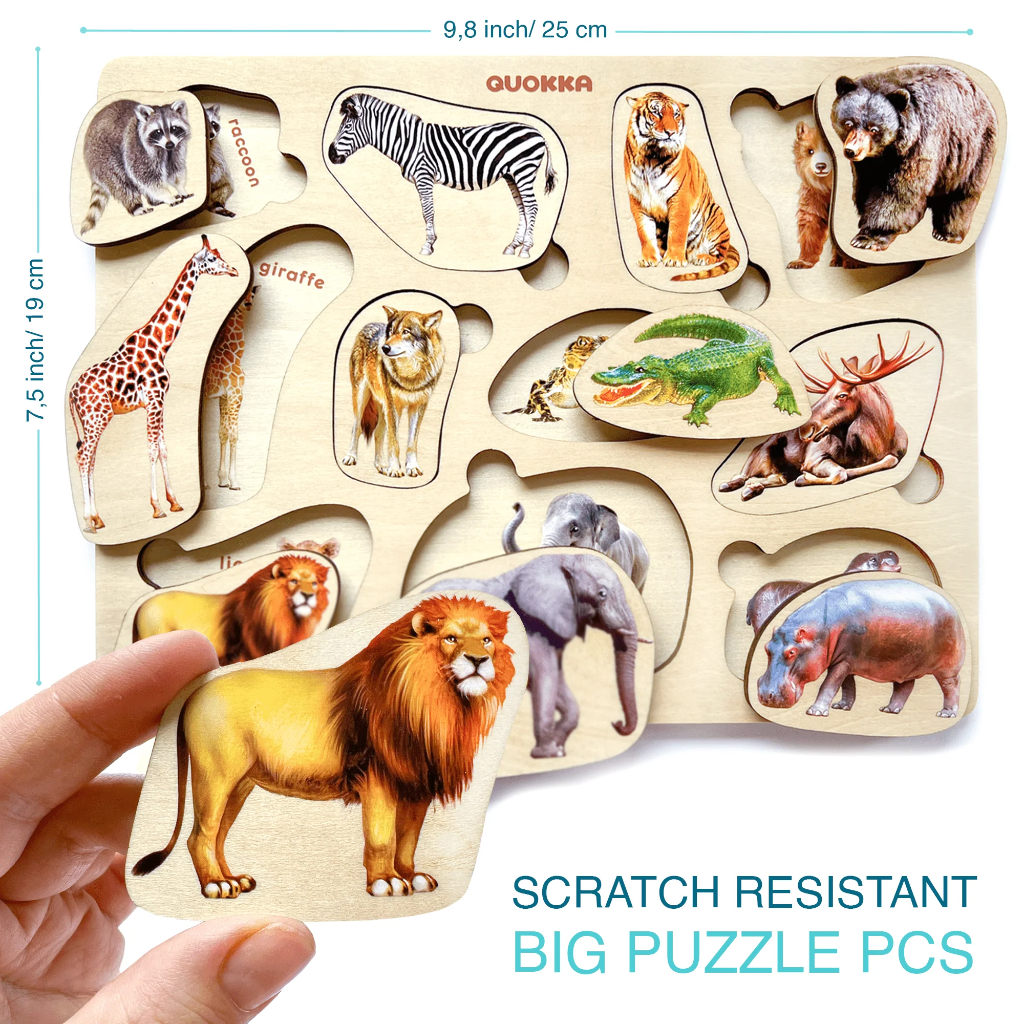 Wooden Toddler Puzzles | Realistic Animals - Image 3