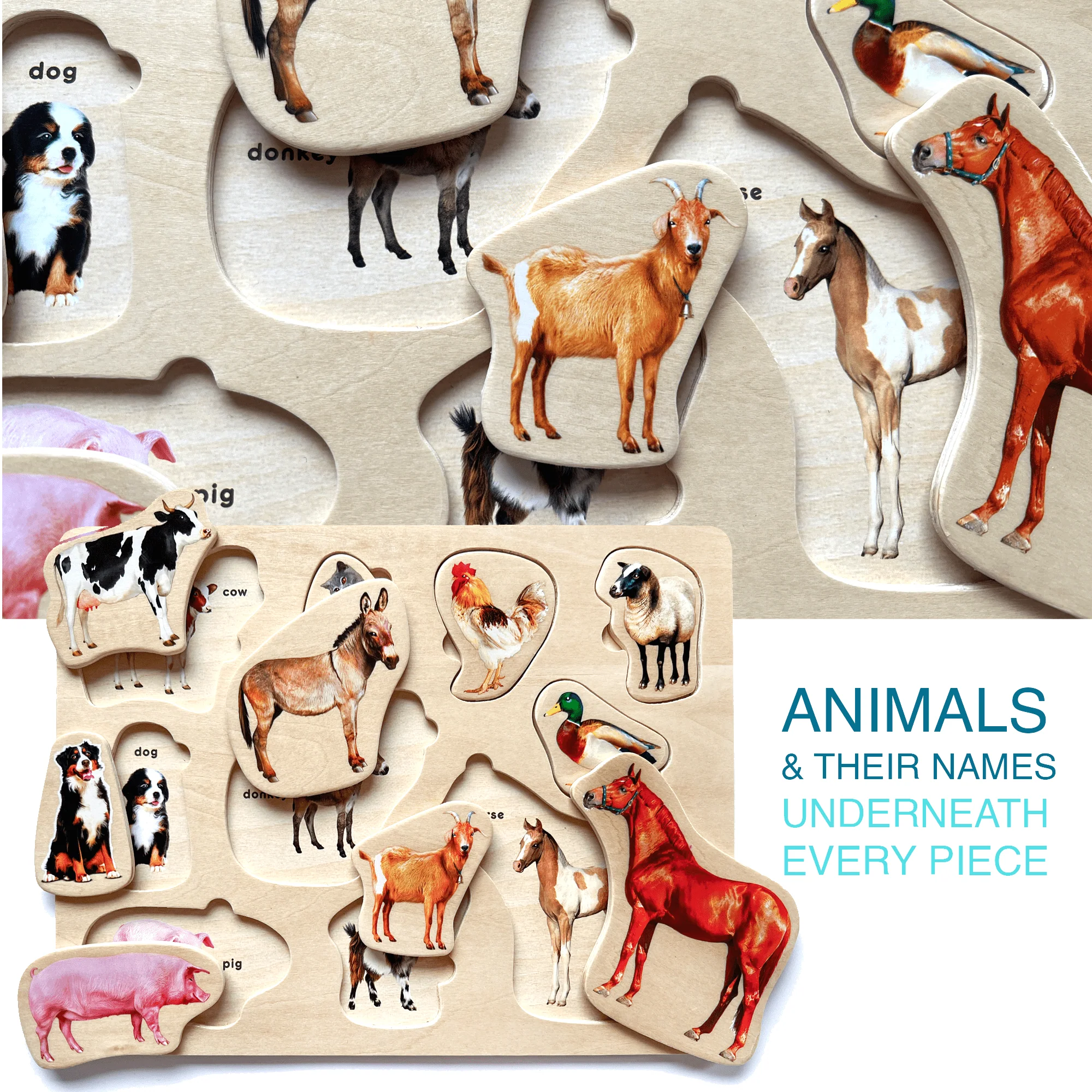 Wooden Toddler Puzzles | Realistic Animals - Image 4