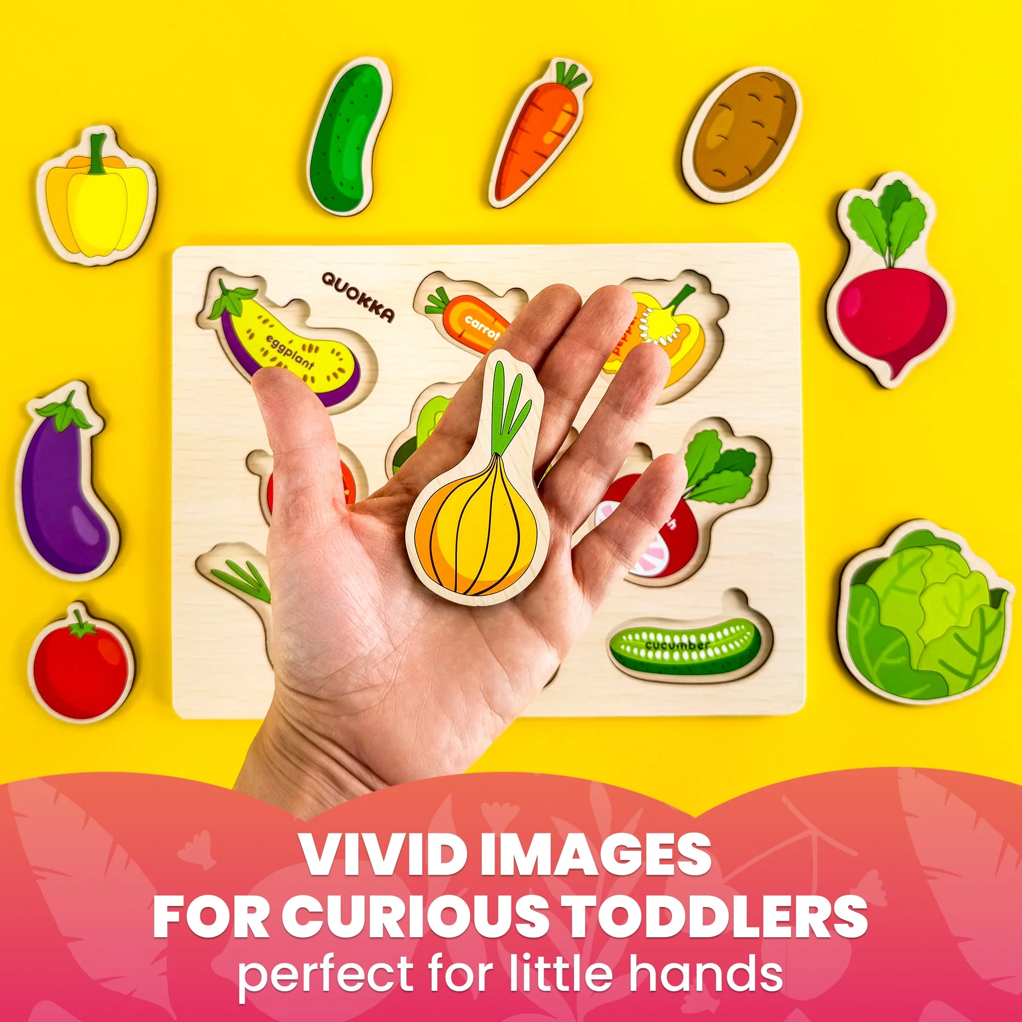 Wooden Puzzles for Toddlers | Veggies - Image 3