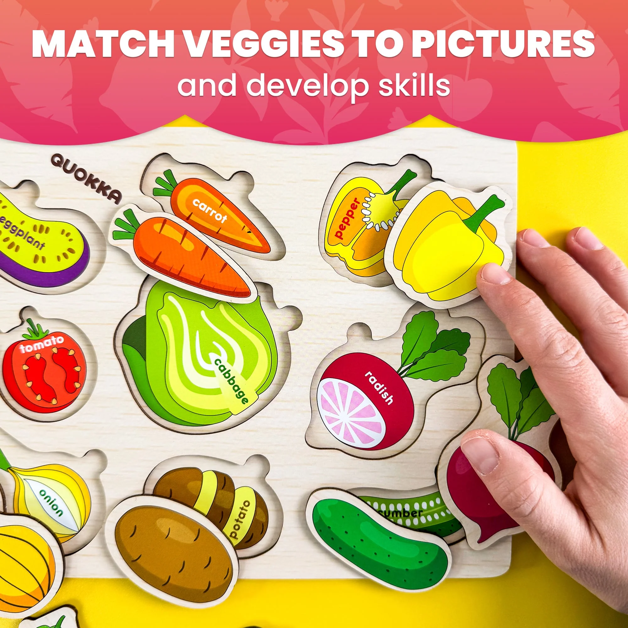 Wooden Puzzles for Toddlers | Veggies - Image 4