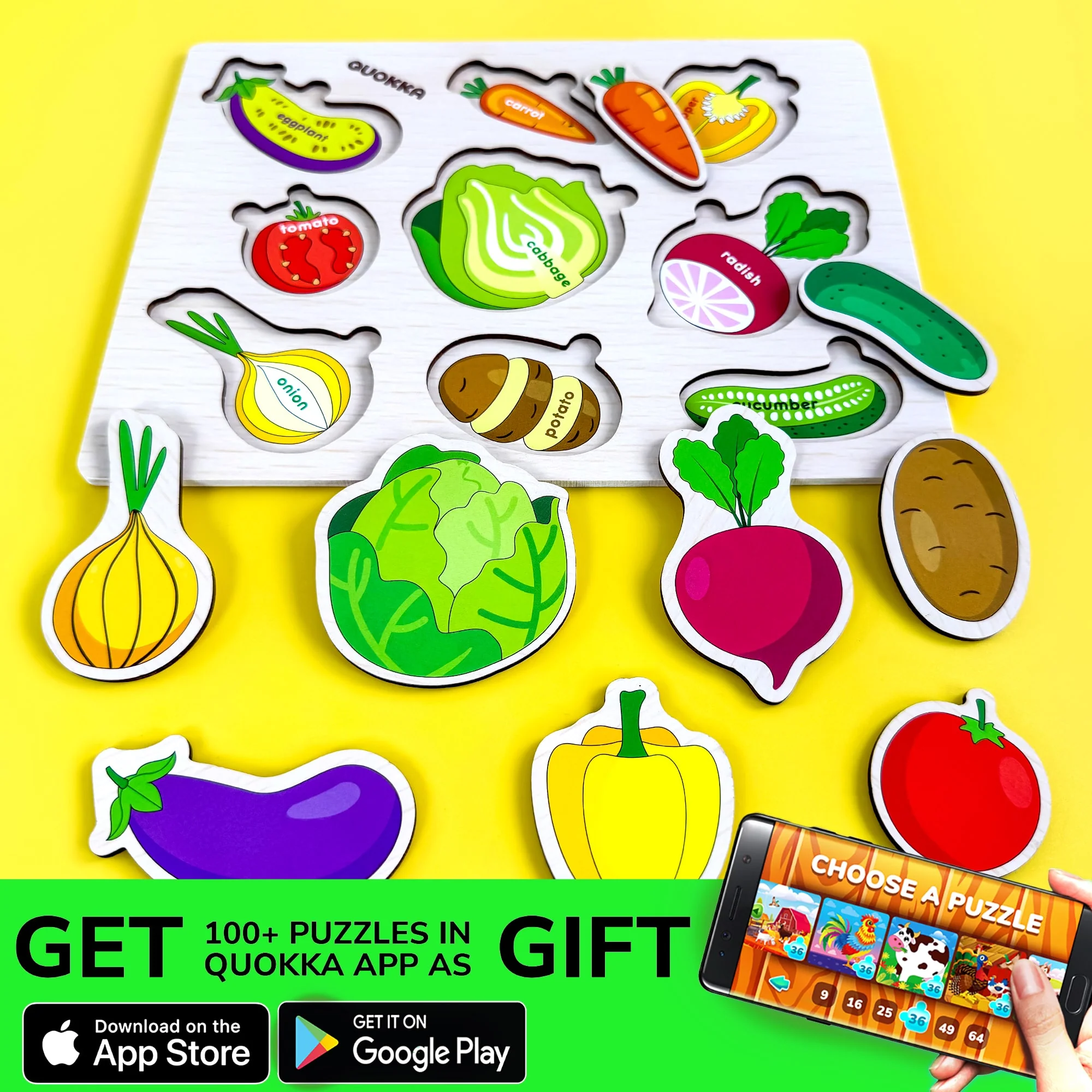 Wooden Puzzles for Toddlers | Veggies - Image 6